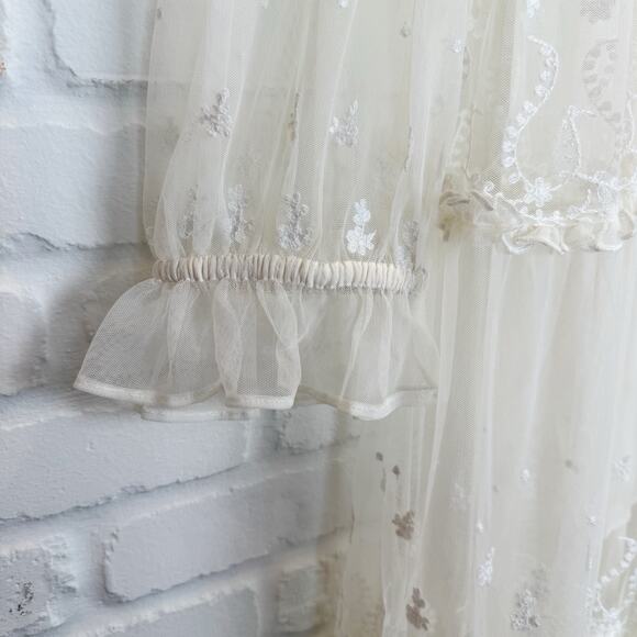 Free People Stevie Embroidered Maxi Dress Tea Flowy Ivory Sheer Floral Lined L - Picture 7 of 15